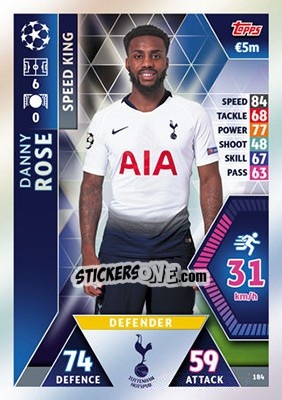 Cromo Danny Rose - UEFA Champions League 2018-2019. Match Attax - Topps