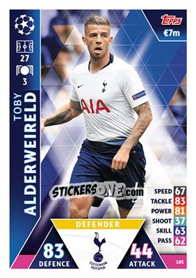 Sticker Toby Alderweireld - UEFA Champions League 2018-2019. Match Attax n. 185 - Topps