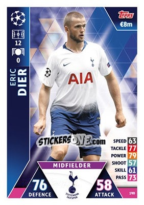 Sticker Eric Dier - UEFA Champions League 2018-2019. Match Attax - Topps