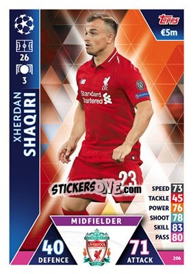 Sticker Xherdan Shaqiri - UEFA Champions League 2018-2019. Match Attax n. 206 - Topps