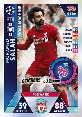 Sticker Mohamed Salah - UEFA Champions League 2018-2019. Match Attax n. 213 - Topps