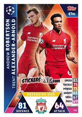 Sticker Andrew Robertson / Trent Alexander-Arnold - UEFA Champions League 2018-2019. Match Attax n. 216 - Topps