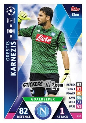 Sticker Orestis Karnezis - UEFA Champions League 2018-2019. Match Attax n. 218 - Topps