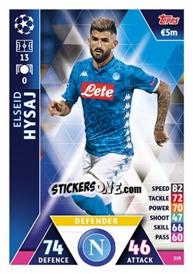 Sticker Elseid Hysaj - UEFA Champions League 2018-2019. Match Attax n. 219 - Topps