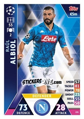 Sticker Raúl Albiol - UEFA Champions League 2018-2019. Match Attax n. 221 - Topps