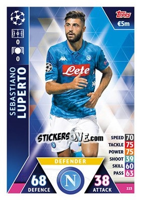 Sticker Sebastiano Luperto - UEFA Champions League 2018-2019. Match Attax n. 223 - Topps