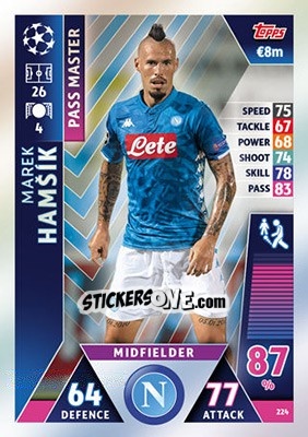 Cromo Marek Hamšík - UEFA Champions League 2018-2019. Match Attax n. 224 - Topps