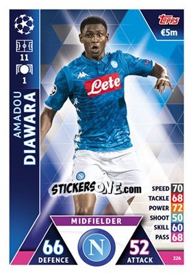 Sticker Amadou Diawara - UEFA Champions League 2018-2019. Match Attax n. 226 - Topps