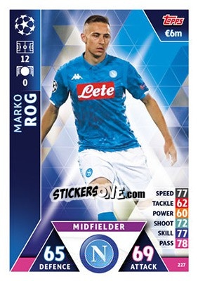 Sticker Marko Rog - UEFA Champions League 2018-2019. Match Attax n. 227 - Topps