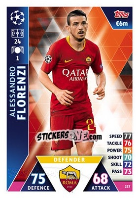 Sticker Alessandro Florenzi - UEFA Champions League 2018-2019. Match Attax n. 237 - Topps