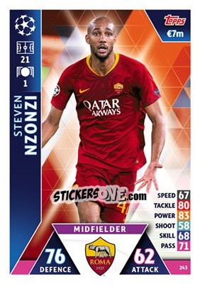 Sticker Steven Nzonzi - UEFA Champions League 2018-2019. Match Attax n. 243 - Topps
