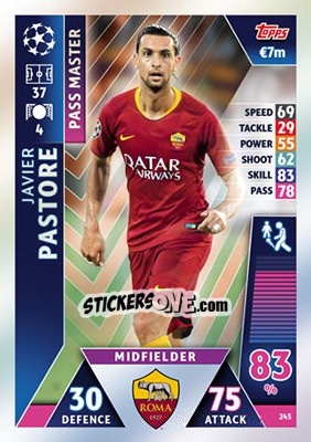 Sticker Javier Pastore - UEFA Champions League 2018-2019. Match Attax n. 245 - Topps