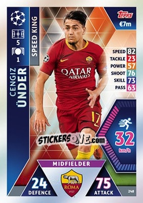 Sticker Cengiz Ünder - UEFA Champions League 2018-2019. Match Attax n. 248 - Topps