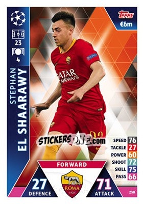 Sticker Stephan El Shaarawy - UEFA Champions League 2018-2019. Match Attax n. 250 - Topps