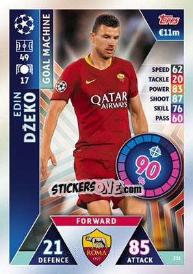 Sticker Edin Džeko - UEFA Champions League 2018-2019. Match Attax n. 251 - Topps