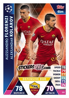 Sticker Aleksandar Kolarov / Alessandro Florenzi - UEFA Champions League 2018-2019. Match Attax n. 252 - Topps