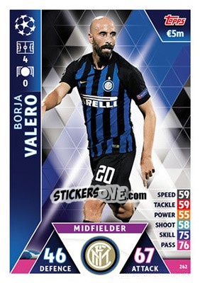 Sticker Borja Valero - UEFA Champions League 2018-2019. Match Attax n. 262 - Topps