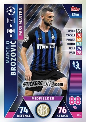 Sticker Marcelo Brozovic - UEFA Champions League 2018-2019. Match Attax n. 264 - Topps