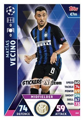 Sticker Matías Vecino - UEFA Champions League 2018-2019. Match Attax n. 265 - Topps