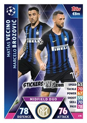 Sticker Matías Vecino / Marcelo Brozovic - UEFA Champions League 2018-2019. Match Attax n. 270 - Topps