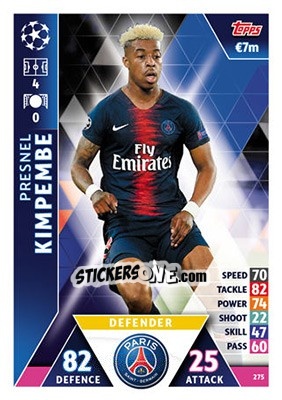 Sticker Presnel Kimpembe - UEFA Champions League 2018-2019. Match Attax n. 275 - Topps