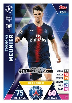 Sticker Thomas Meunier - UEFA Champions League 2018-2019. Match Attax n. 277 - Topps
