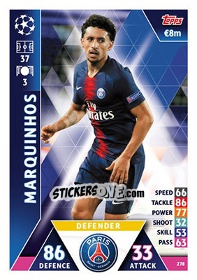 Sticker Marquinhos - UEFA Champions League 2018-2019. Match Attax n. 278 - Topps