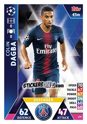 Sticker Colin Dagba - UEFA Champions League 2018-2019. Match Attax n. 279 - Topps