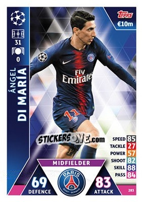 Cromo Ángel Di María - UEFA Champions League 2018-2019. Match Attax - Topps