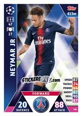 Cromo Neymar Jr - UEFA Champions League 2018-2019. Match Attax - Topps