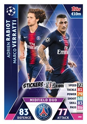 Sticker Adrien Rabiot / Marco Verratti - UEFA Champions League 2018-2019. Match Attax - Topps