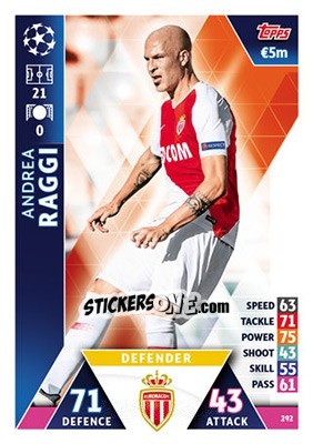 Sticker Andrea Raggi - UEFA Champions League 2018-2019. Match Attax n. 292 - Topps