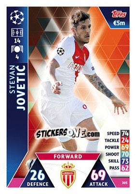 Sticker Stevan Jovetic - UEFA Champions League 2018-2019. Match Attax n. 305 - Topps
