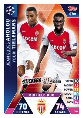 Figurina Jean-Eudes Aholou / Youri Tielemans - UEFA Champions League 2018-2019. Match Attax - Topps