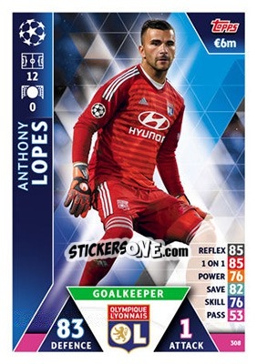Sticker Anthony Lopes - UEFA Champions League 2018-2019. Match Attax n. 308 - Topps