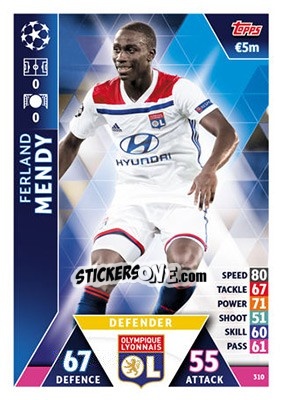 Sticker Ferland Mendy - UEFA Champions League 2018-2019. Match Attax n. 310 - Topps