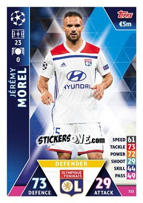 Sticker Jérémy Morel - UEFA Champions League 2018-2019. Match Attax - Topps