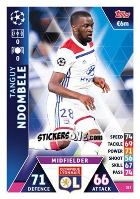 Sticker Tanguy Ndombele - UEFA Champions League 2018-2019. Match Attax n. 317 - Topps