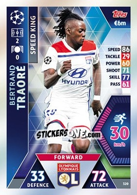 Sticker Bertrand Traoré - UEFA Champions League 2018-2019. Match Attax n. 320 - Topps