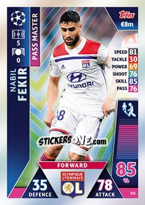 Sticker Nabil Fekir - UEFA Champions League 2018-2019. Match Attax n. 321 - Topps