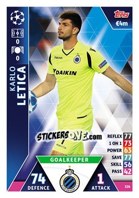 Sticker Karlo Letica - UEFA Champions League 2018-2019. Match Attax n. 326 - Topps