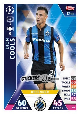 Sticker Dion Cools - UEFA Champions League 2018-2019. Match Attax n. 327 - Topps