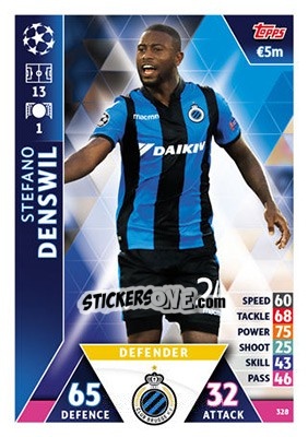 Sticker Stefano Denswil - UEFA Champions League 2018-2019. Match Attax n. 328 - Topps