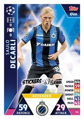 Sticker Saulo Decarli - UEFA Champions League 2018-2019. Match Attax n. 331 - Topps