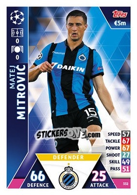 Sticker Matej Mitrovic - UEFA Champions League 2018-2019. Match Attax n. 332 - Topps