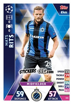 Sticker Mats Rits - UEFA Champions League 2018-2019. Match Attax n. 333 - Topps