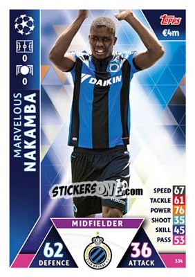 Figurina Marvelous Nakamba - UEFA Champions League 2018-2019. Match Attax n. 334 - Topps