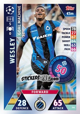 Sticker Wesley - UEFA Champions League 2018-2019. Match Attax - Topps