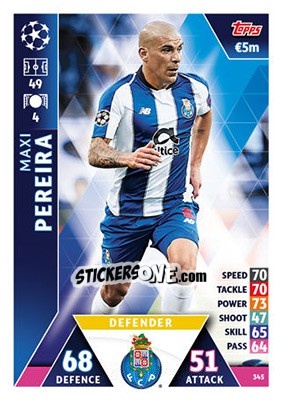 Sticker Maxi Pereira - UEFA Champions League 2018-2019. Match Attax n. 345 - Topps
