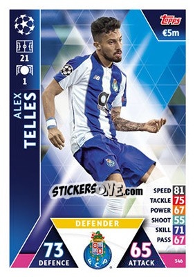 Sticker Alex Telles - UEFA Champions League 2018-2019. Match Attax n. 346 - Topps